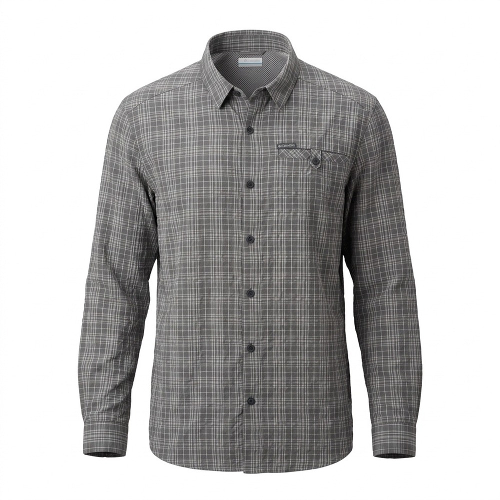 Columbia Mens Grey Plaid Long Sleeve Button Down Shirt Modal Blend Size XL